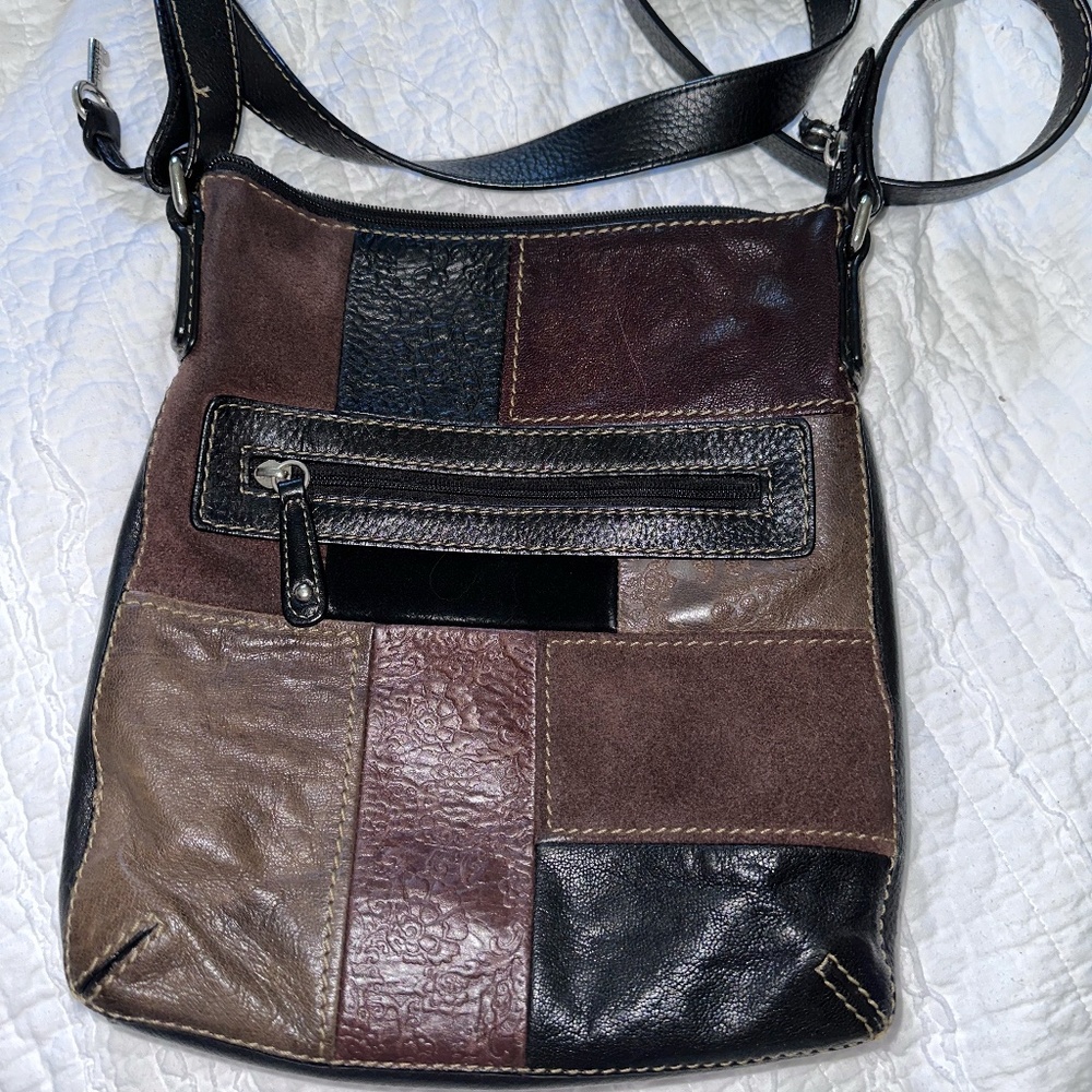 Leather Fossil Patchwork Crossbody Bag